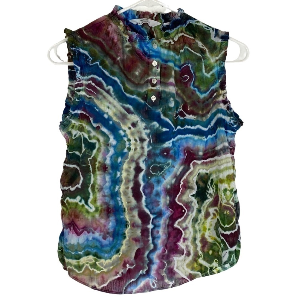 & Other Stories Geode Tie Dye High Neck Tank Top Blouse Women Size 0 XS Colorful